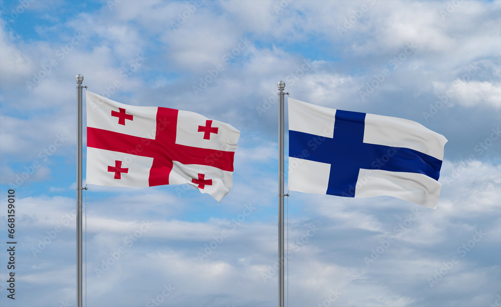 Finland and Georgia flags, country relationship concept