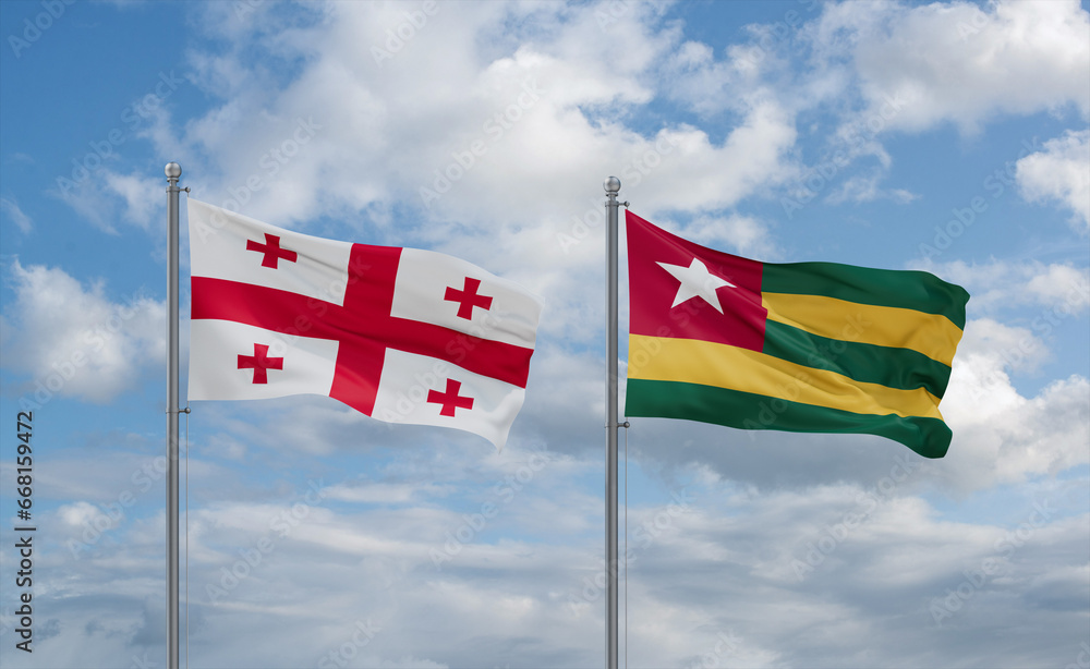 Togo and Georgia flags, country relationship concept