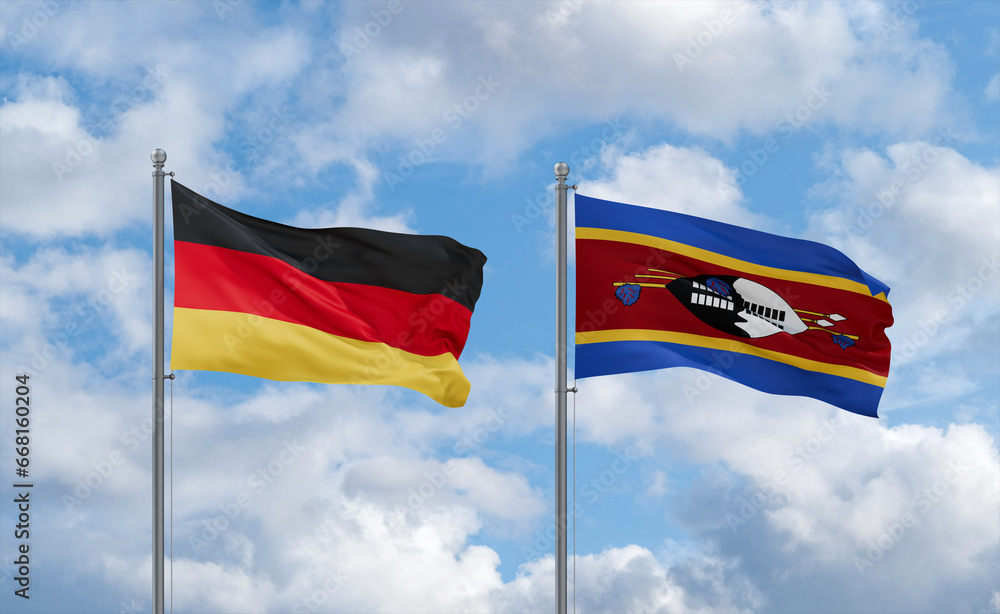 Eswatini and Germany flags, country relationship concept Eswatini and Germany flags, country relationship concept