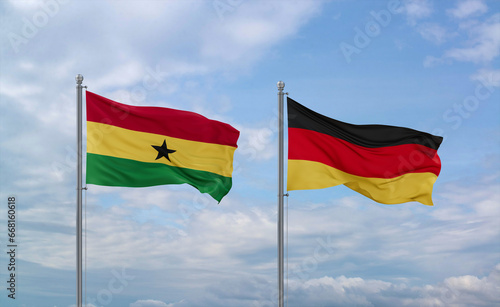 Germany and Ghana flags  country relationship concept