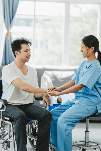 doctor holding patient's hand Cheer and encourage while checking your health. Trust your health and mind