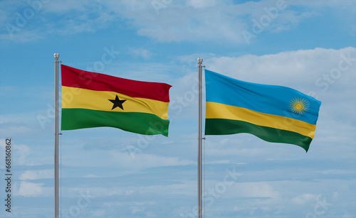 Rwanda and Ghana flags, country relationship concept