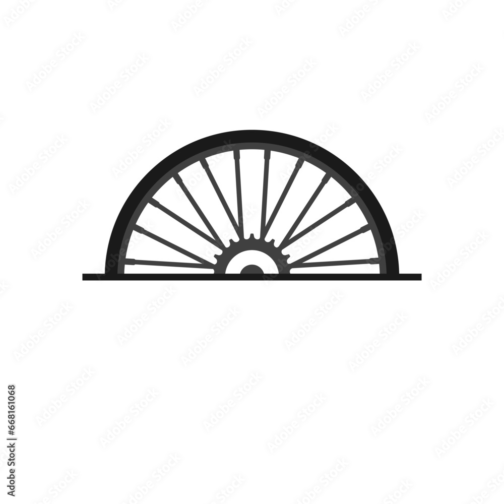 Fototapeta premium Bike wheel with spokes. Half part bicycle wheel. Vector element.