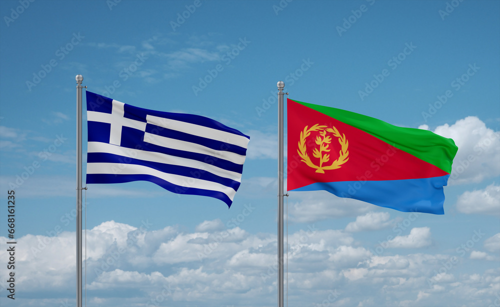 Eritrea and Greece flags, country relationship concept Eritrea and Greece flags, country relationship concept
