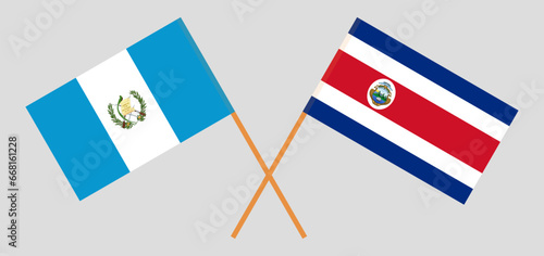 Crossed flags of Guatemala and Costa Rica. Official colors. Correct proportion