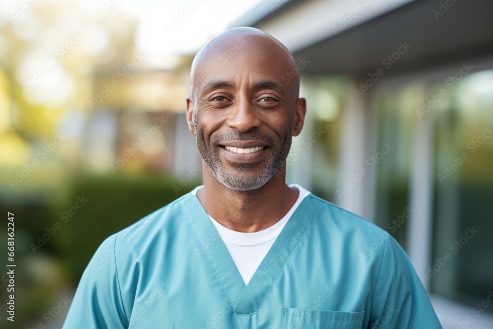 Male nurse. Portrait with selective focus and copy space Male nurse. Portrait with selective focus and copy space