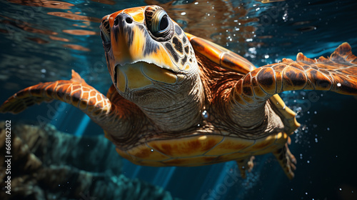 Aquatic Majesty  Ultra-Detailed Realistic Portrait of a Turtle Underwater  Showcasing the Sublime Beauty and Intricate Details of this Majestic Sea Creature
