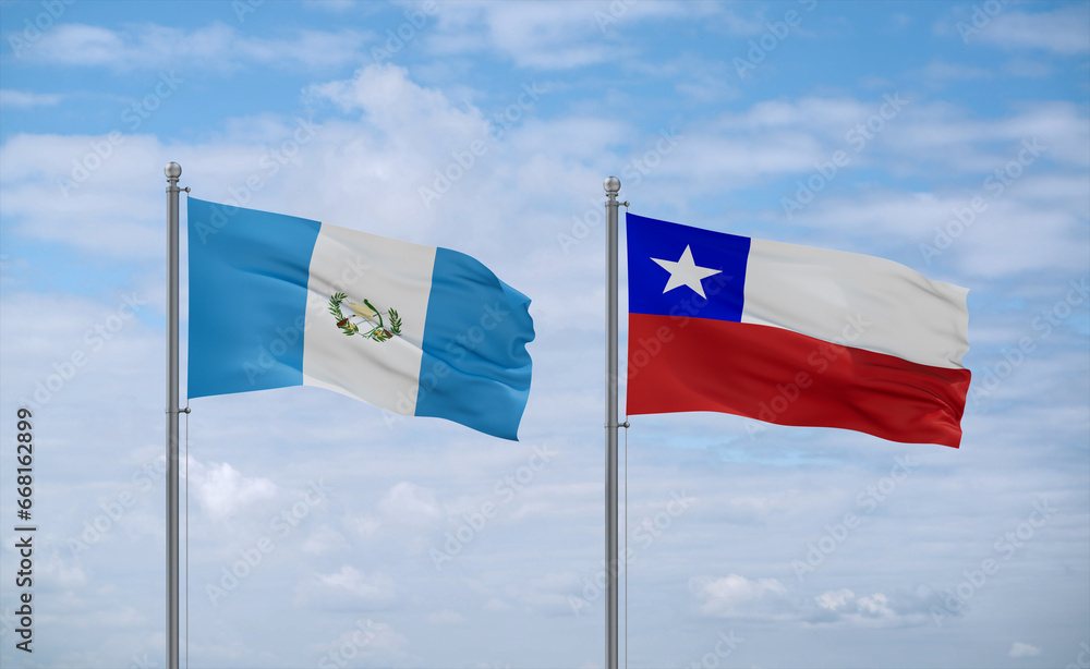 Chile and Guatemala flags, country relationship concept Chile and Guatemala flags, country relationship concept