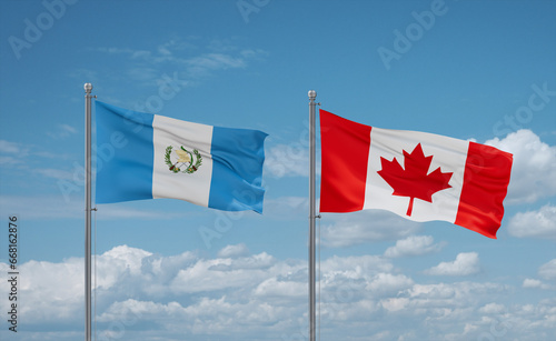 Canada and Guatemala flags, country relationship concept