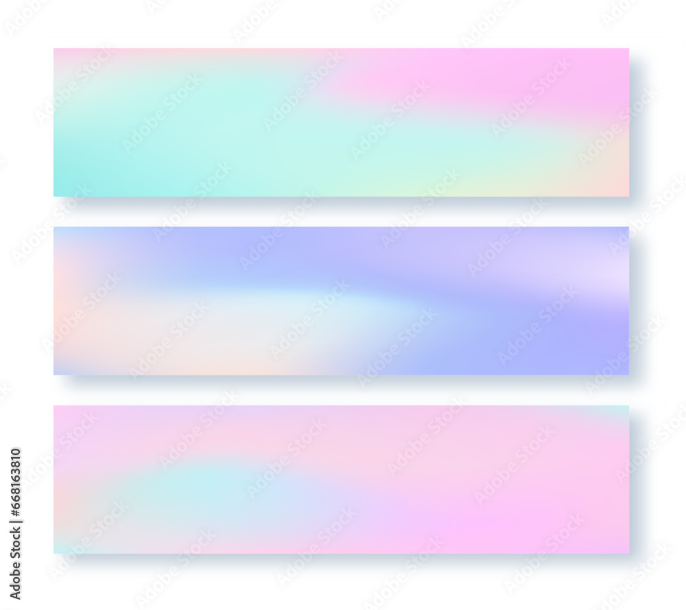 Creative banners or horizontal posters collection. Fluid gradient background set