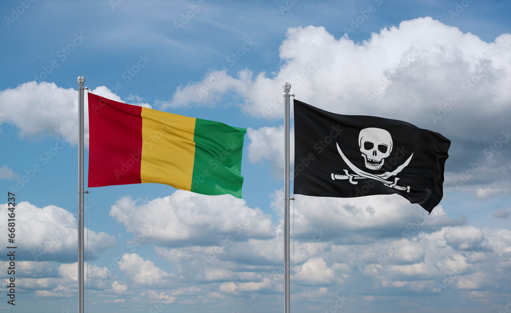 Pirate and Guinea-Conakry, Guinea flags, country relationship concept Pirate and Guinea-Conakry, Guinea flags, country relationship concept