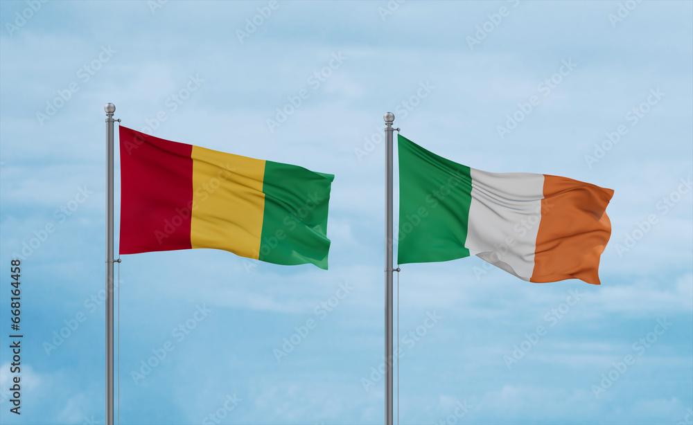 Ireland and Guinea-Conakry, Guinea flags, country relationship concept Ireland and Guinea-Conakry, Guinea flags, country relationship concept