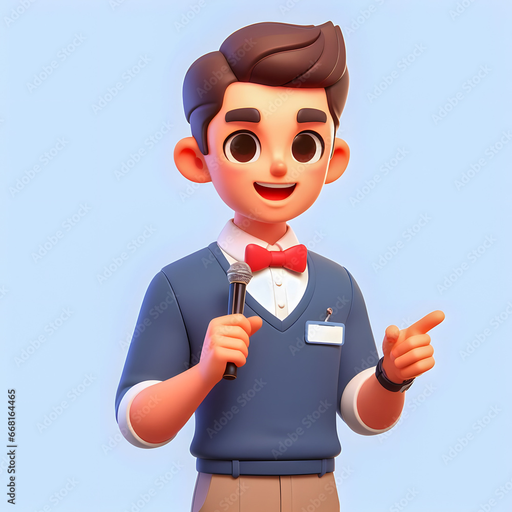 arafed image of a man with a microphone and a bow tie Generative AI arafed image of a man with a microphone and a bow tie Generative AI