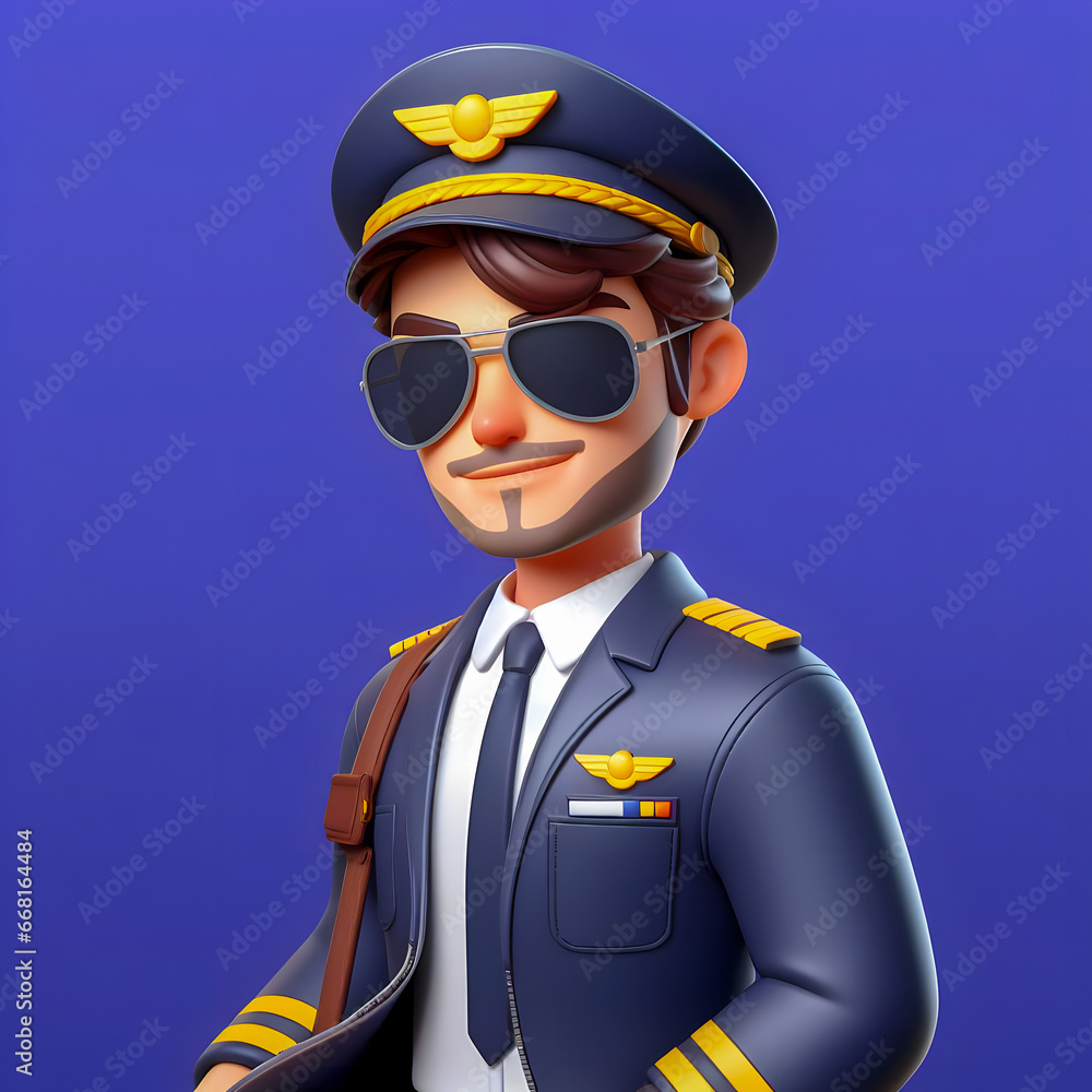 a close up of a cartoon character wearing a pilot's uniform Generative AI a close up of a cartoon character wearing a pilot's uniform Generative AI