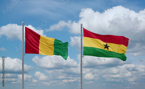 Ghana and Guinea-Conakry, Guinea flags, country relationship concept
