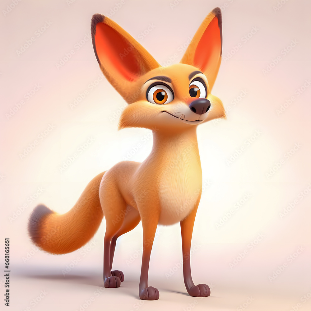 a close up of a cartoon fox with a big smile Generative AI
