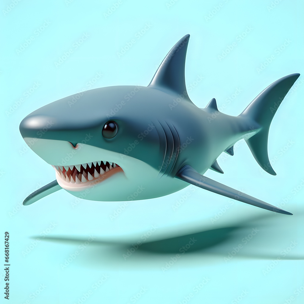 a close up of a shark with a big smile on its face Generative AI