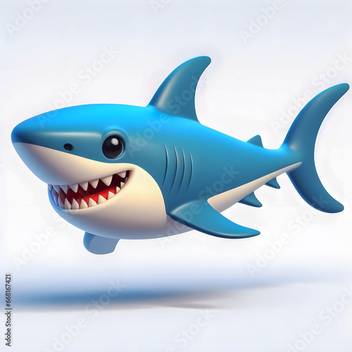 a close up of a blue shark with a big smile on its face Generative AI