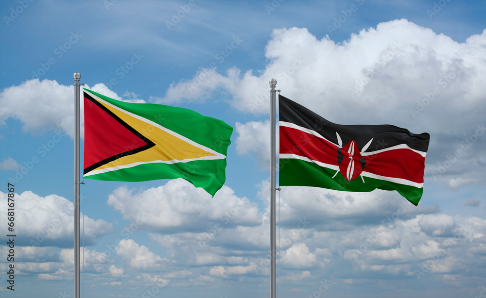 Kenya and Guyana flags, country relationship concept Kenya and Guyana flags, country relationship concept