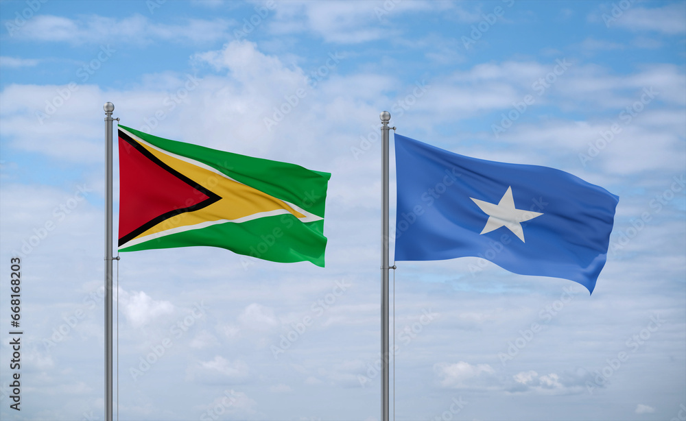 Somalia and Guyana flags, country relationship concept Somalia and Guyana flags, country relationship concept