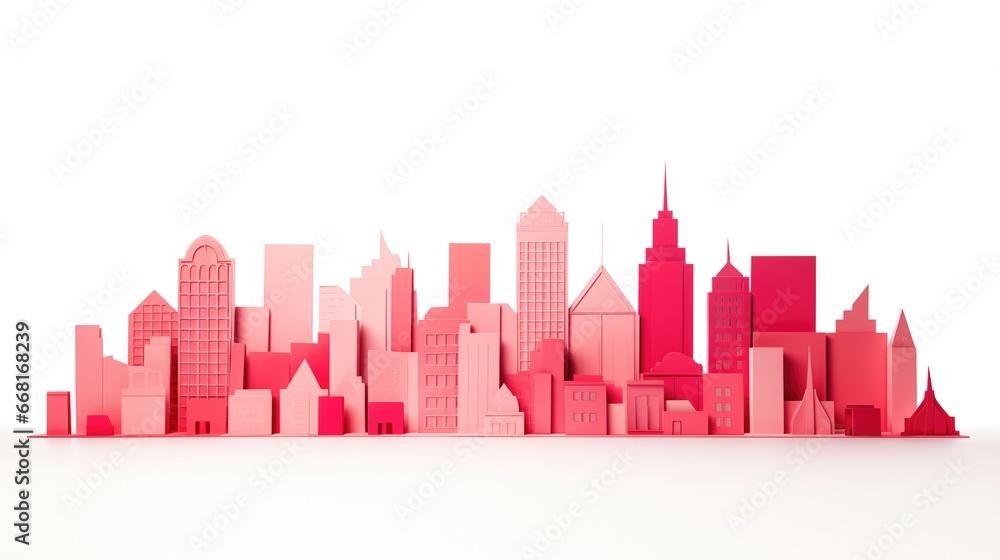 Cityscape illustration made of paper in origami style isolated on white background.