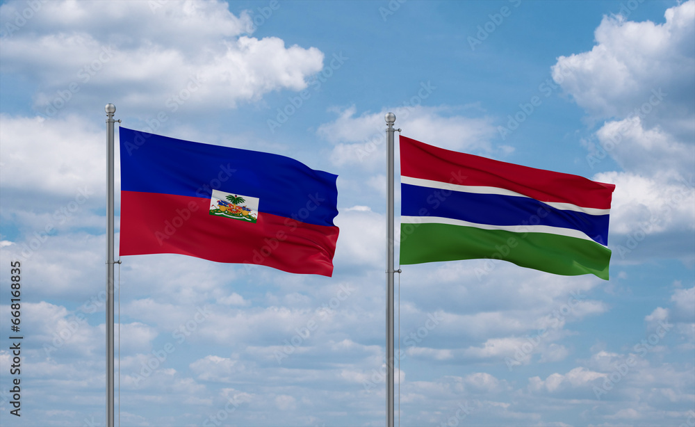 Gambia and Haiti flags, country relationship concept Gambia and Haiti flags, country relationship concept