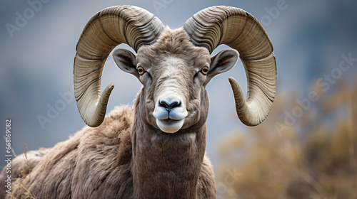Close up portrait of a bighorn ram © khan