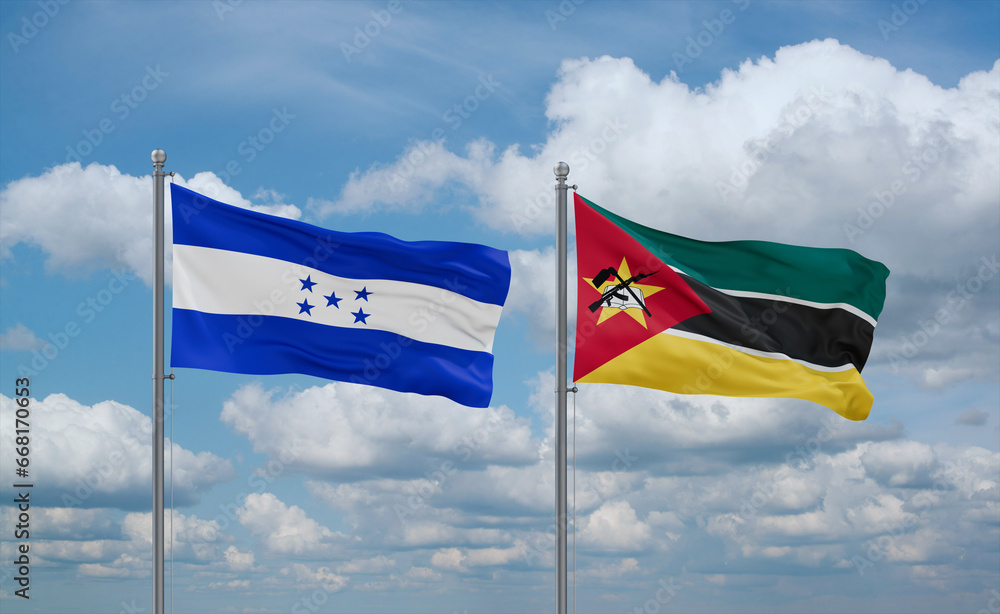 Mozambique and Honduras flags, country relationship concept Mozambique and Honduras flags, country relationship concept