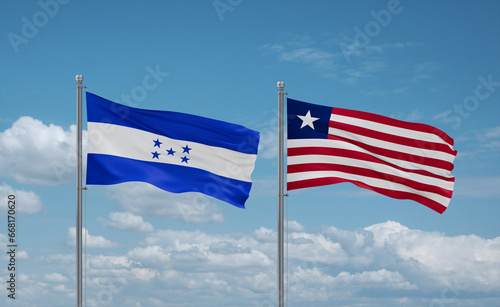 Liberia and Honduras flags, country relationship concept