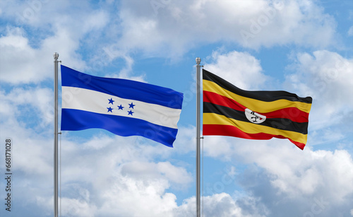 Uganda and Honduras flags, country relationship concept