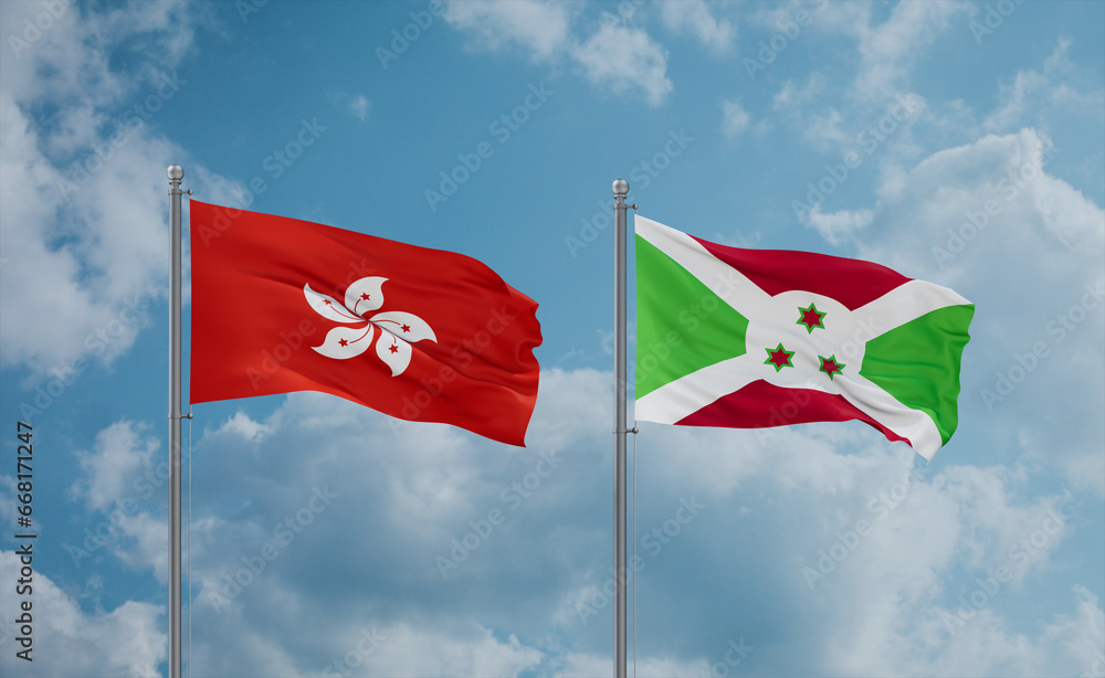Burundi and Hong Kong flags, country relationship concept Burundi and Hong Kong flags, country relationship concept