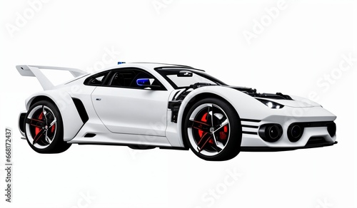 cyberpunk Futuristic sports car on a white background. Modern super sports car on a white background in the studio, a brand-less generic concept car in studio environment © whitecityrecords