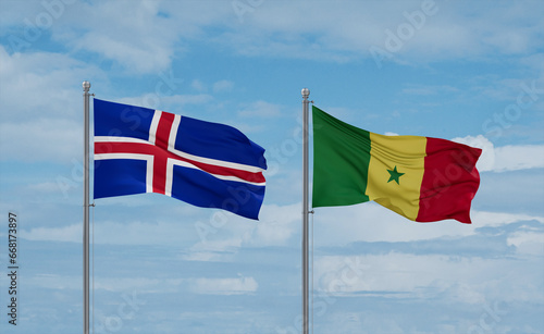 Senegal and Iceland flags, country relationship concept