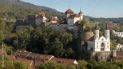 Aarburg castle and Evangelical church, Canton of Aargau