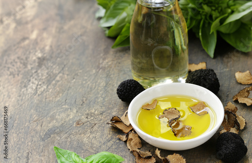 natural fresh organic aromatic oil with black truffle