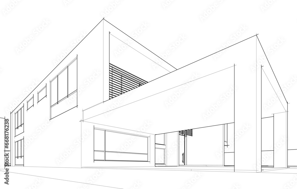 House architecture vector 3d drawing House architecture vector 3d drawing