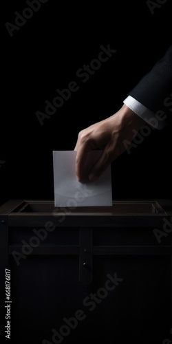 A person is shown putting a piece of paper into a box. This image can be used to represent organization, filing, or storing important documents.