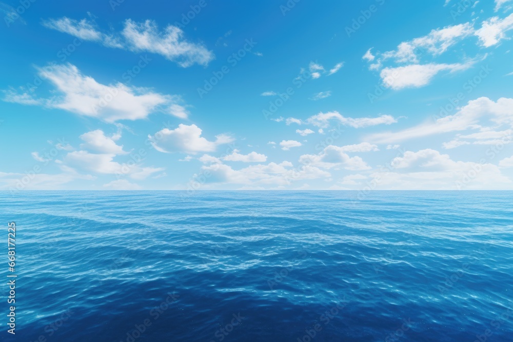 Obraz premium A picturesque scene featuring a large body of water with beautiful clouds in the sky. Perfect for adding a sense of tranquility and serenity to any project.