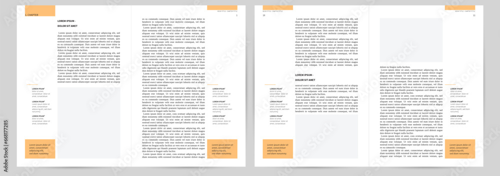 page or text layout, information design template for article in book brochure magazine document booklet newsletter textbook A4 on white background - obrazy, fototapety, plakaty 