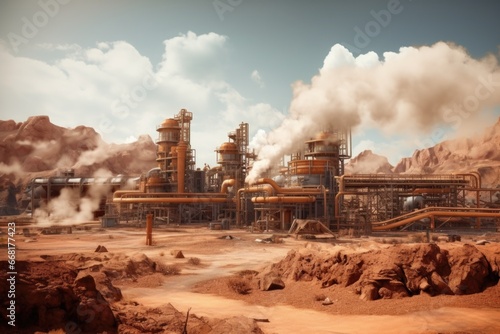 A captivating image of a factory emitting powerful streams of steam. Perfect for illustrating heavy industry, manufacturing processes, or environmental impact.