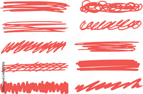 Abstract brush stroke underline. Marker scribbles set. Doodle hand drawn. photo