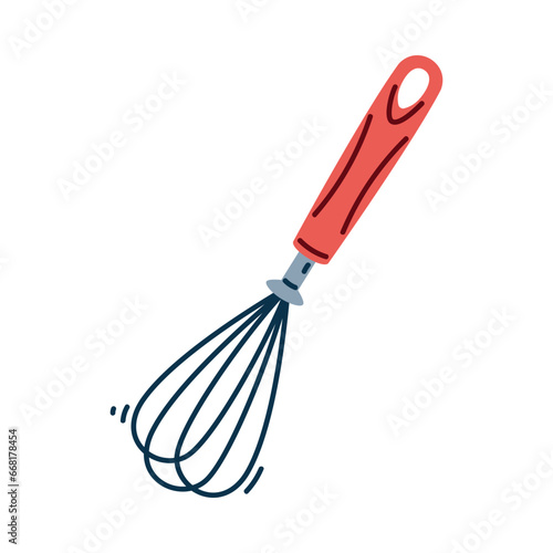 Whisk Tool with Handle as Cooking Utensil Vector Illustration