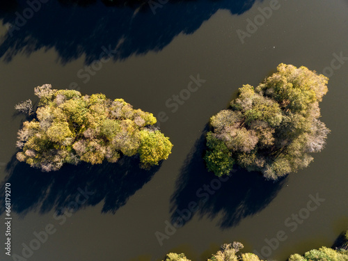 Aerial Photograph of and island on a Lake Heaton Park, Manchester, England 1