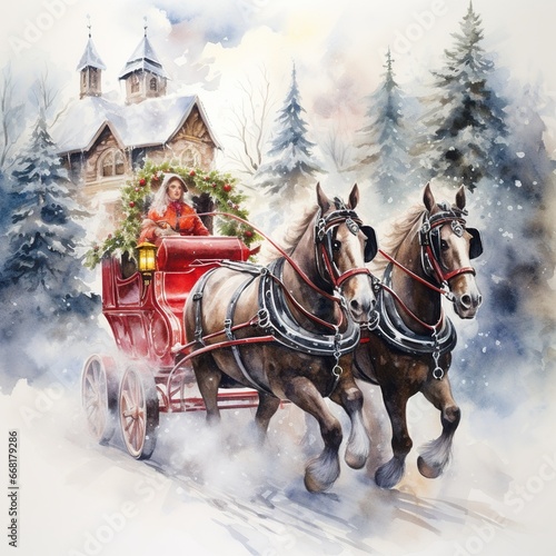 santa claus on sleigh © Man888