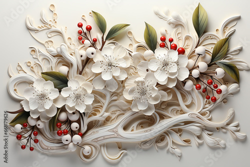 All white coloring book page of dozens of apples, in the style of paper art, paper quilling and plaster bass relief sculpture white background photo