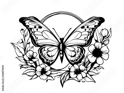 butterfly and flower design illustration