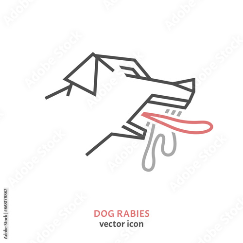 Rabies in dogs sign. Zoonotic disease linear pictogram.