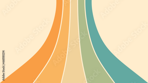 Abstract background of rainbow groovy Wavy Line design in 1970s Hippie Retro style. Vector pattern ready to use for cloth, textile, wrap and other.