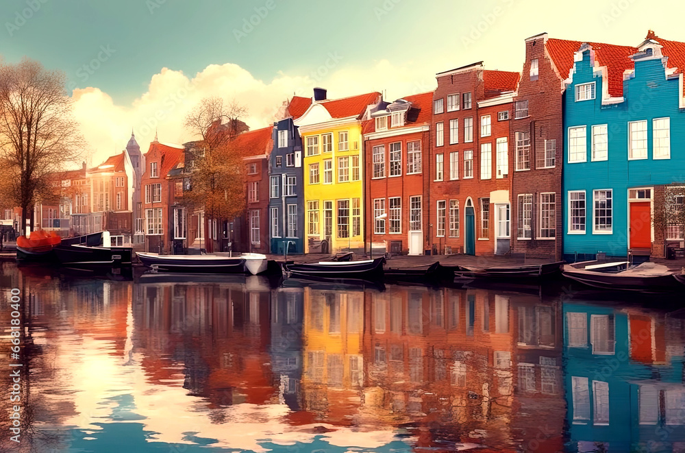 Amsterdam Netherlands city - Created with Generative AI Technology
