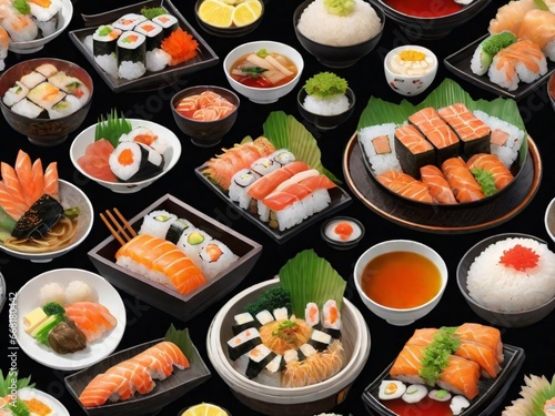 sushi with salmon, generative ia